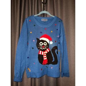 Ugly Christmas Sweater Xmas Size Medium Cat